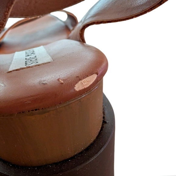 Steve Madden TIRMA Platform Sandals Sz 9.5 Brown Leather Ankle Strap Wedge Boho - Picture 8 of 8